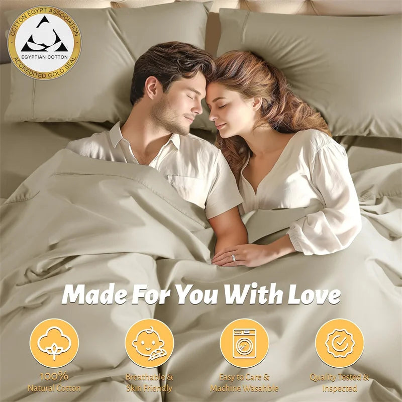 Indulge in Luxury: 800 Thread Count Egyptian Cotton Bed Sheet Set - Ultra Soft & Smooth with Fitted and Flat Sheets