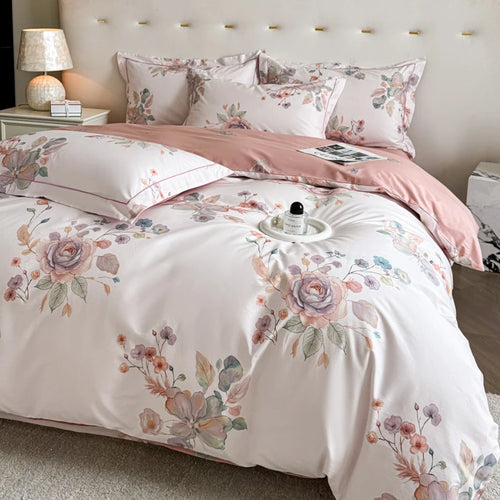 Pink Floral Cotton Bedding Set