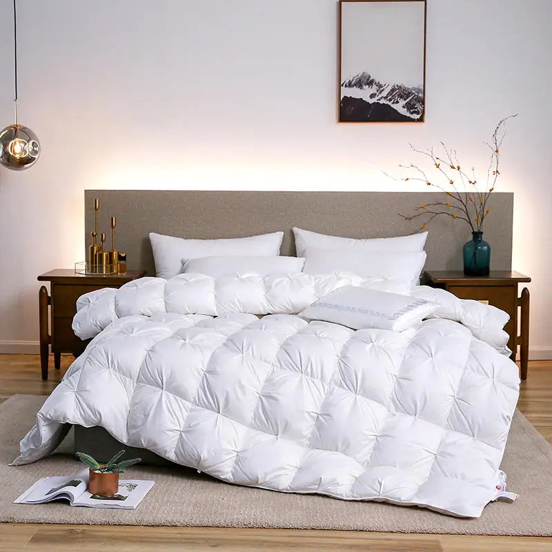 Luxury White Goose down Filler Duvet 3D Bread Quilt Comforter Winter Heavy Duvet 4Kg Weight 100% Cotton Shell Thickened Quilt
