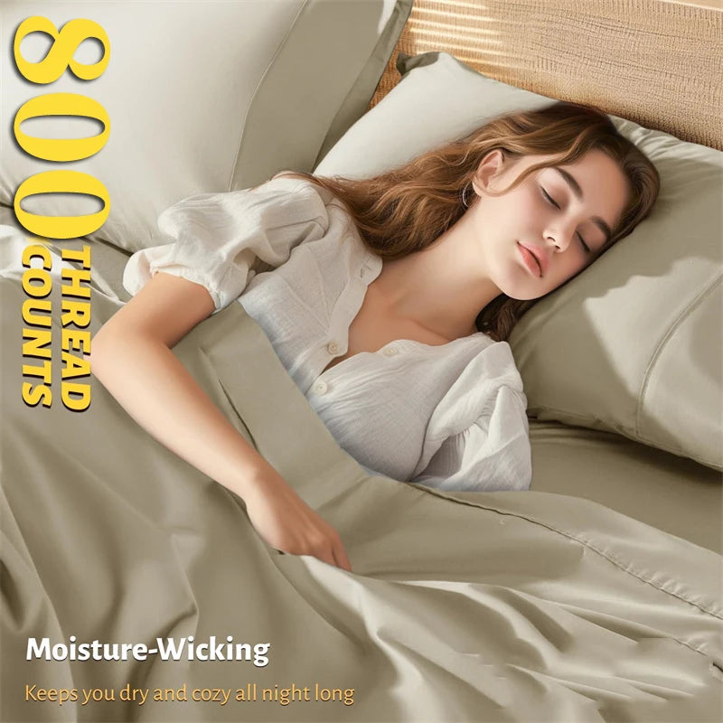Indulge in Luxury: 800 Thread Count Egyptian Cotton Bed Sheet Set - Ultra Soft & Smooth with Fitted and Flat Sheets