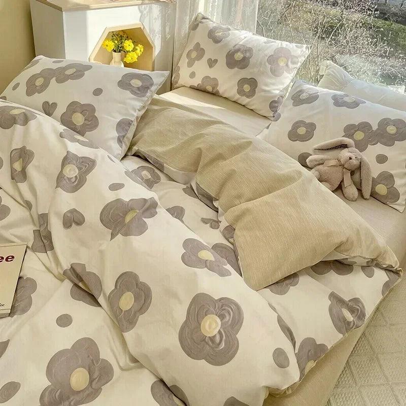 Moon Petal Floral Cotton Duvet Cover Set