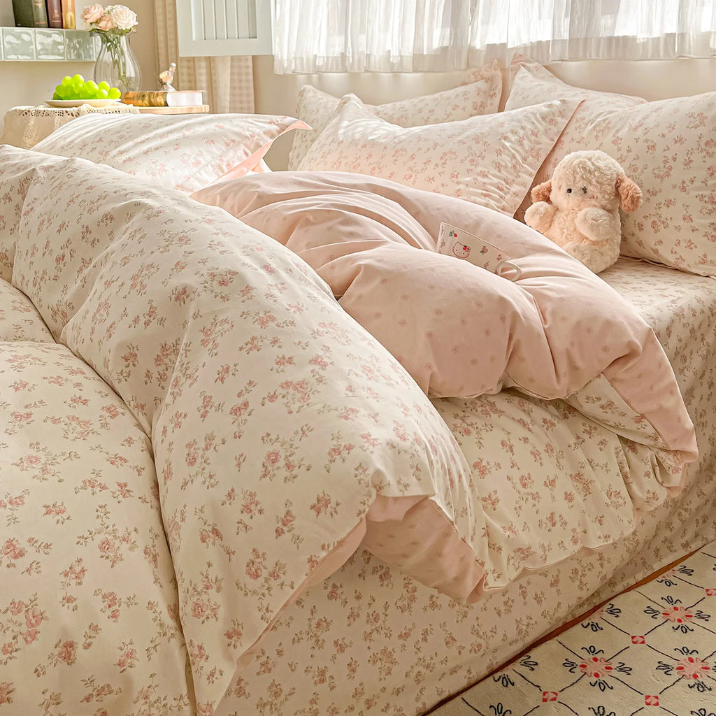 Wildflower Pink Patterned Cotton Duvet Cover