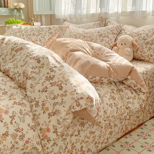 Blush Blossom Patterned Cotton Duvet Cover