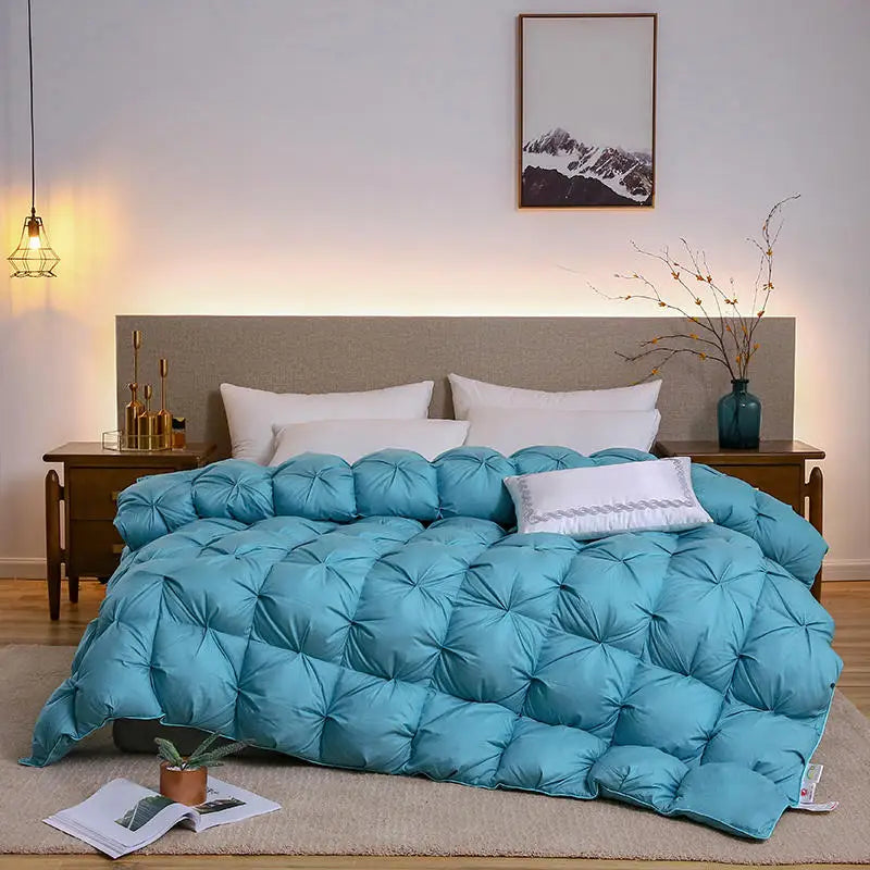 Luxury White Goose down Filler Duvet 3D Bread Quilt Comforter Winter Heavy Duvet 4Kg Weight 100% Cotton Shell Thickened Quilt