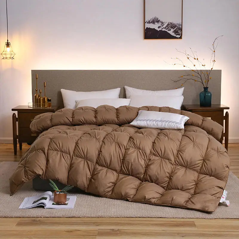 Luxury White Goose down Filler Duvet 3D Bread Quilt Comforter Winter Heavy Duvet 4Kg Weight 100% Cotton Shell Thickened Quilt