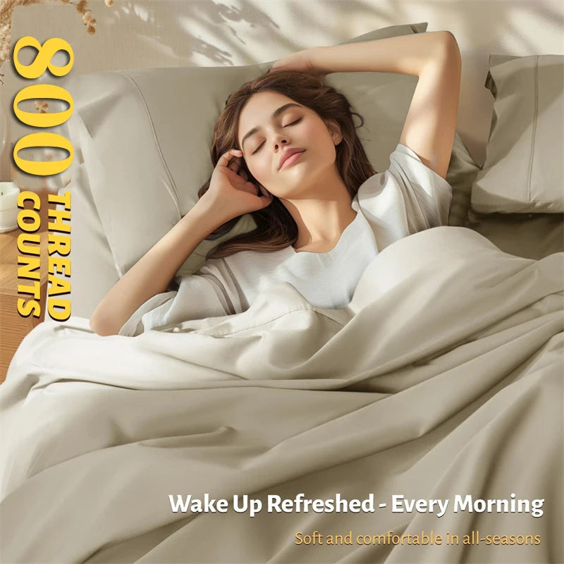 Indulge in Luxury: 800 Thread Count Egyptian Cotton Bed Sheet Set - Ultra Soft & Smooth with Fitted and Flat Sheets