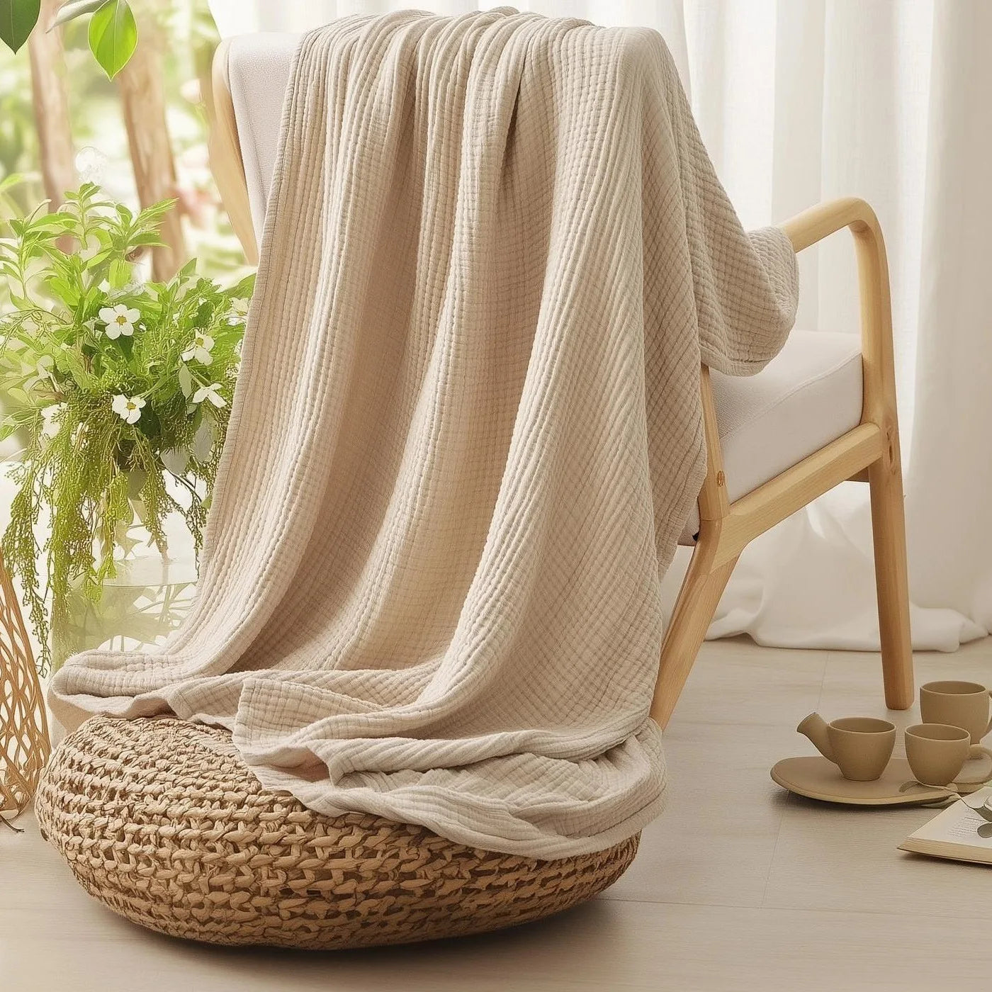 100% Cotton Muslin Blanket Foldable Swaddle Blanket 6 Layer Breathable Cotton Infant Swaddling for Bed Sofa Cover Travel Blanket