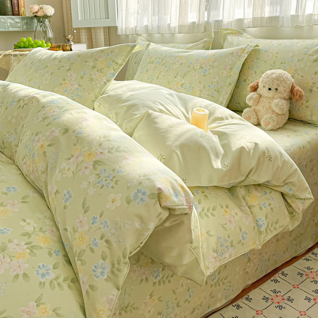 Moss and Bloom Patterned Cotton Duvet Cover
