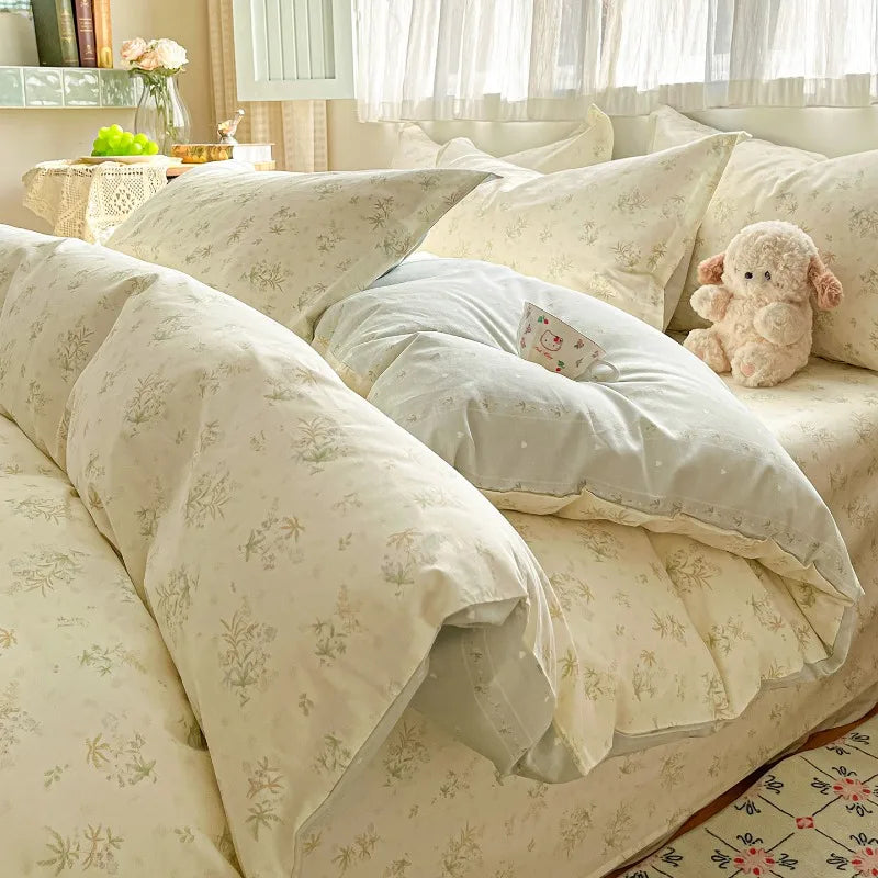 Sage Garden Patterned Cotton Duvet Cover