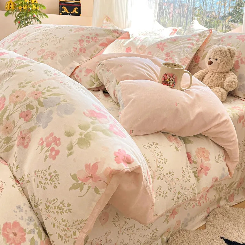 Spring New Printed Cotton Quilt Cover Bedding Cartoon Dormitory Single Piece Quilt Cover Small Floral, No Pillowcase and Sheet