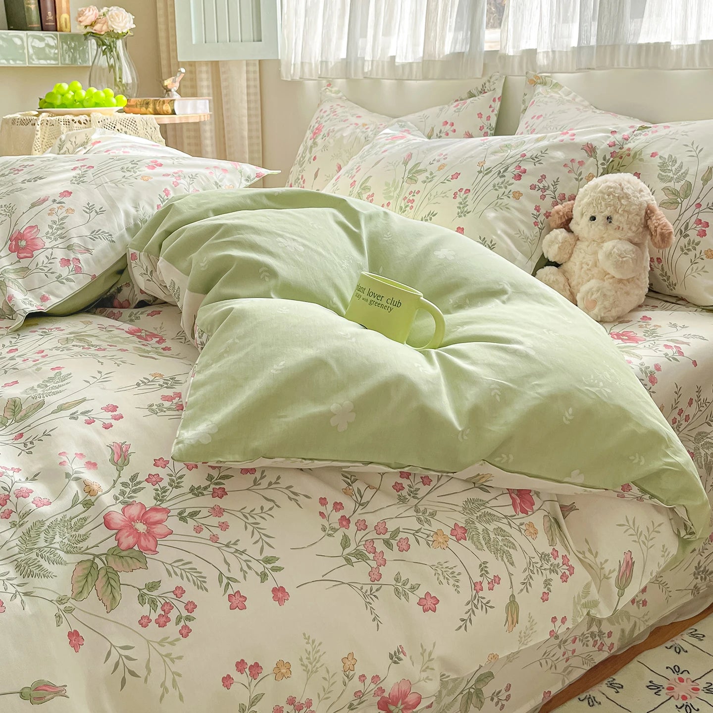 Moss Meadow Patterned Cotton Duvet Cover