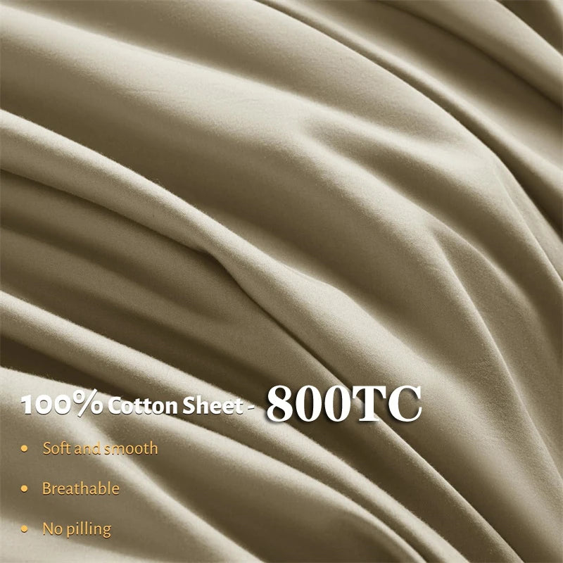 Indulge in Luxury: 800 Thread Count Egyptian Cotton Bed Sheet Set - Ultra Soft & Smooth with Fitted and Flat Sheets