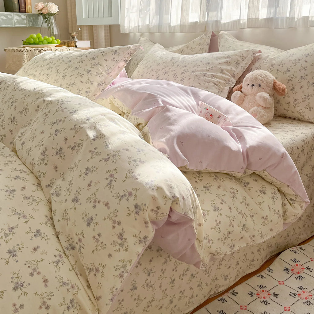 Soft Lavender Patterned Cotton Duvet Cover