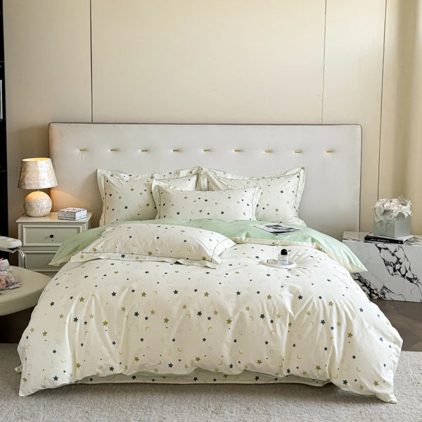 Olive with Polka Dots Cotton Bedding Set
