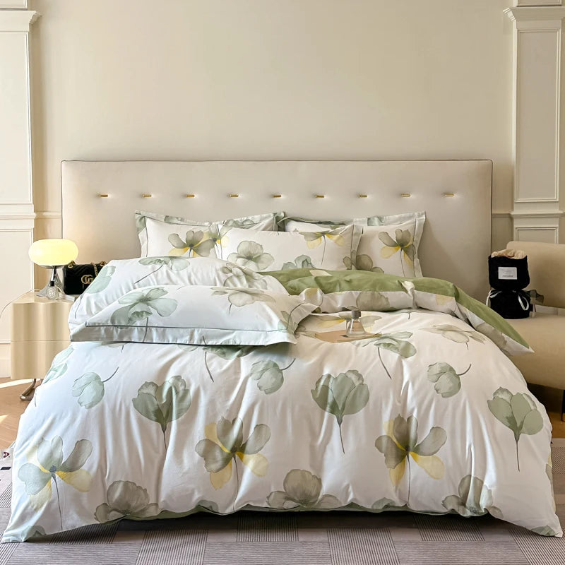 Green Lotus Cotton Bedding Set