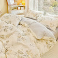 Pale Linen Floral Cotton Duvet Cover Set