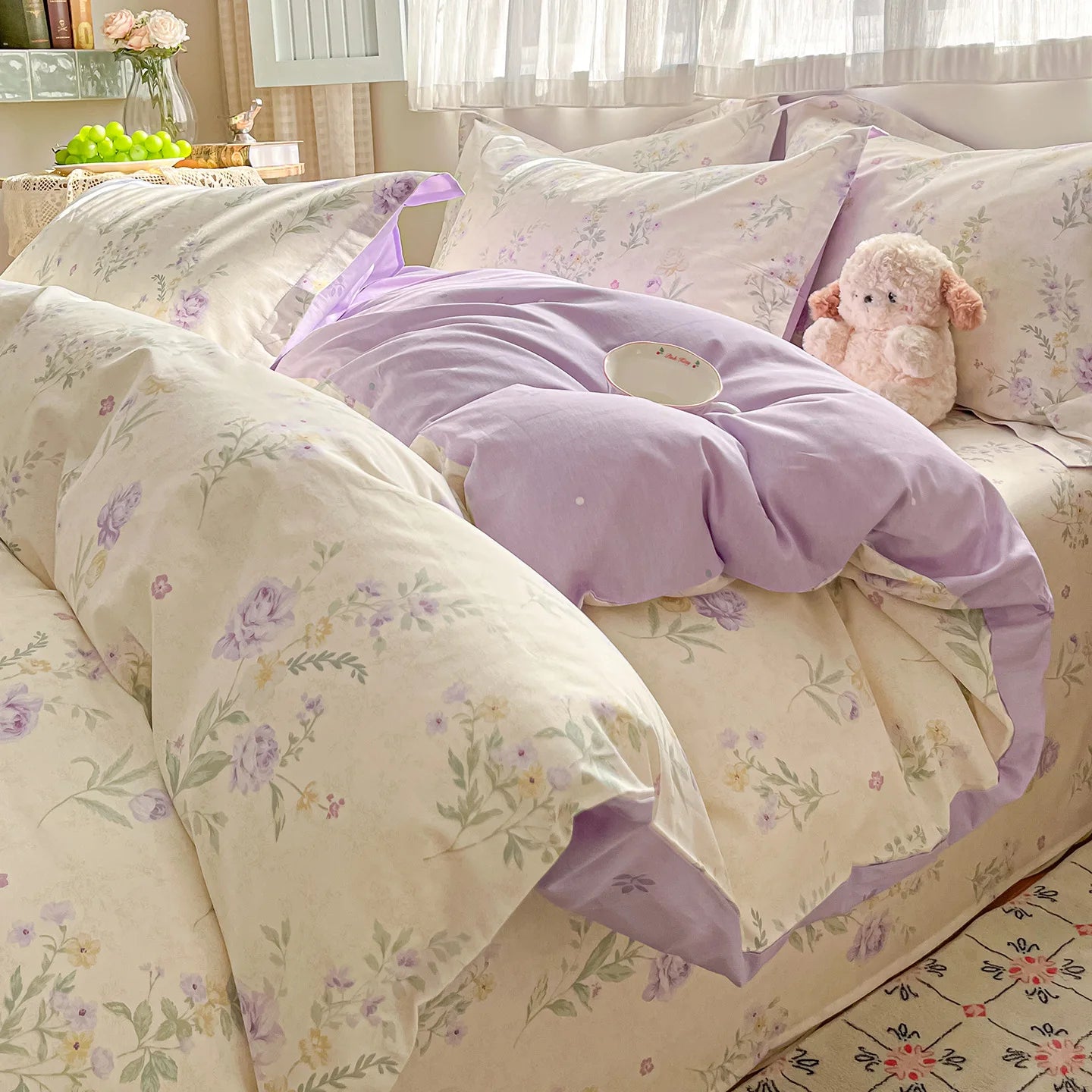 Lilac Wisp Patterned Cotton Duvet Cover